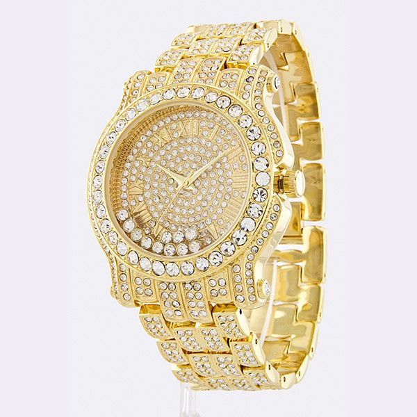 gold bling watch