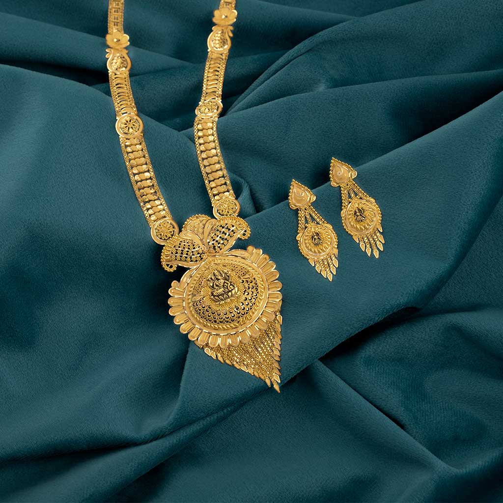 Get Glamorous with Our 22k Plain Gold Necklace Set Collection ...