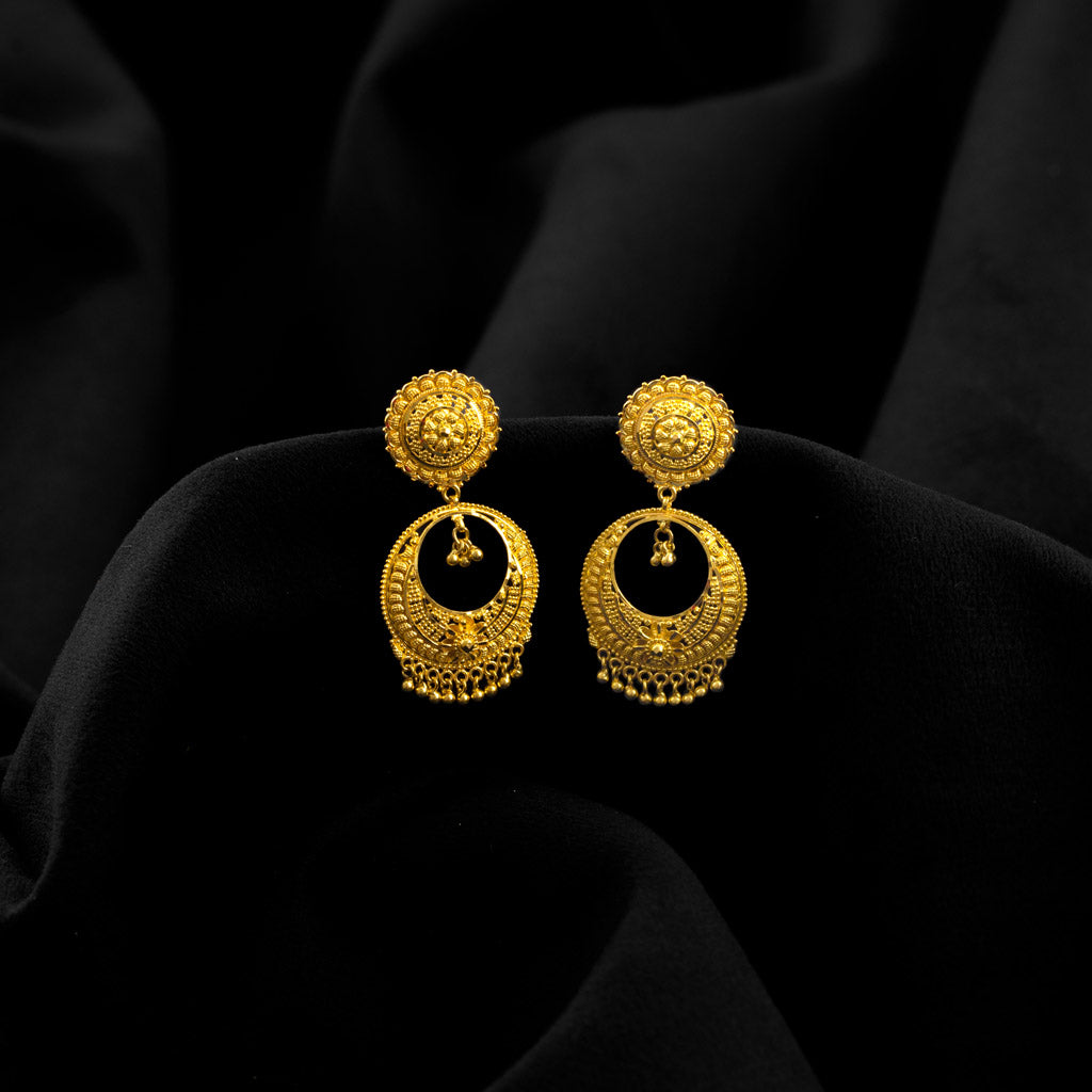 Discover the Luxury of 22k Plain Gold Earrings for Women Jewelegance