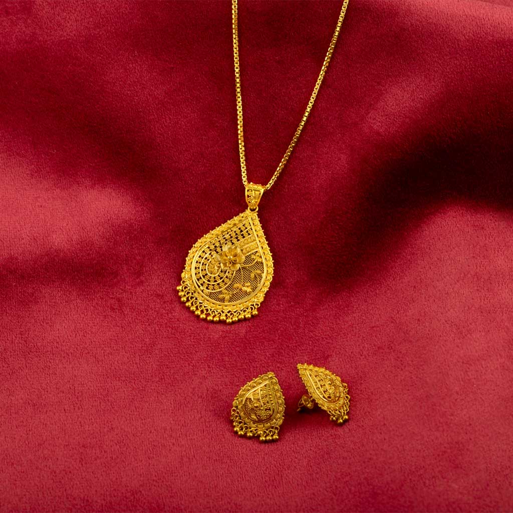 22k Plain Gold Pendant Set - Unique and Stylish Jewellery for ...