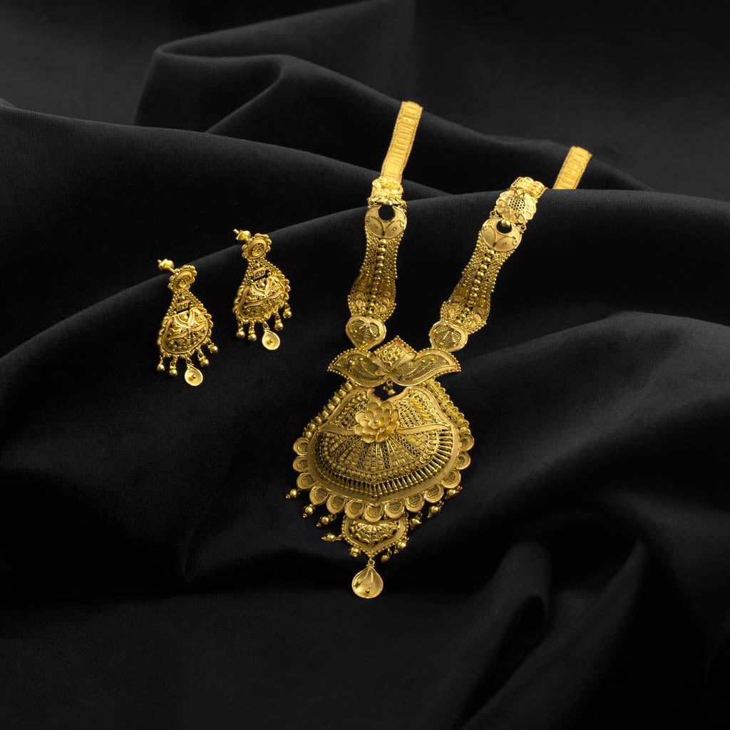 22k Plain Gold Necklace Set JGS-2203-05926 – Jewelegance