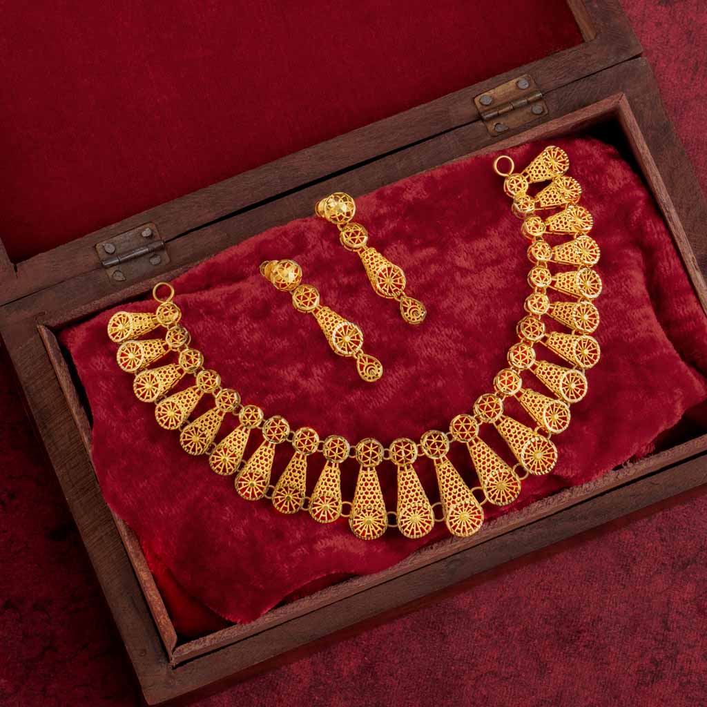 Elegant 22k Plain Gold Necklace Set for Every Occasion – Jewelegance