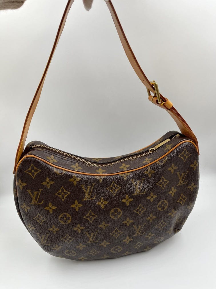 LOUIS VUITTON Brown Monogram Canvas & Vachetta Leather Vintage Croissant PM