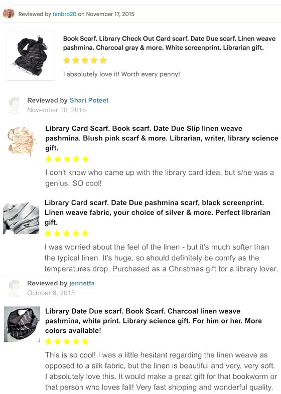 Cyberoptix Library Date Due Card scarf customer reviews