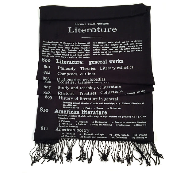 Black Dewey Decimal for Literature Scarf