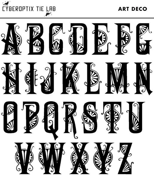 Cyberoptix Art Deco Font Alphabet choices