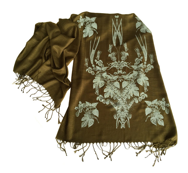 Hops and Wheat printed pashmina scarf