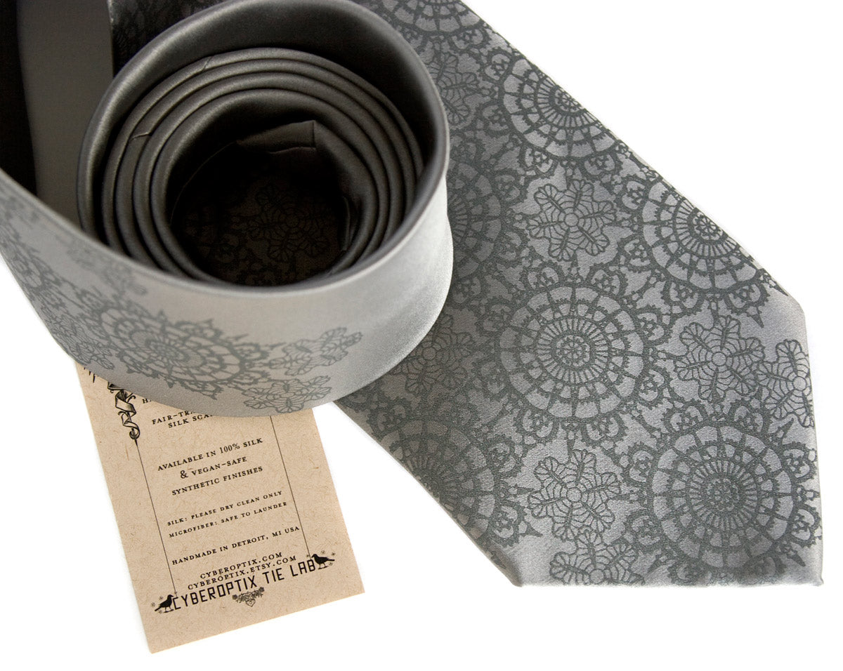 silver cottage lace necktie