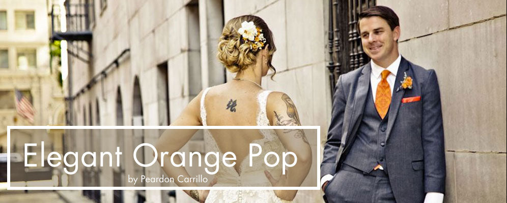 Cyberoptix orange damask wedding neckties