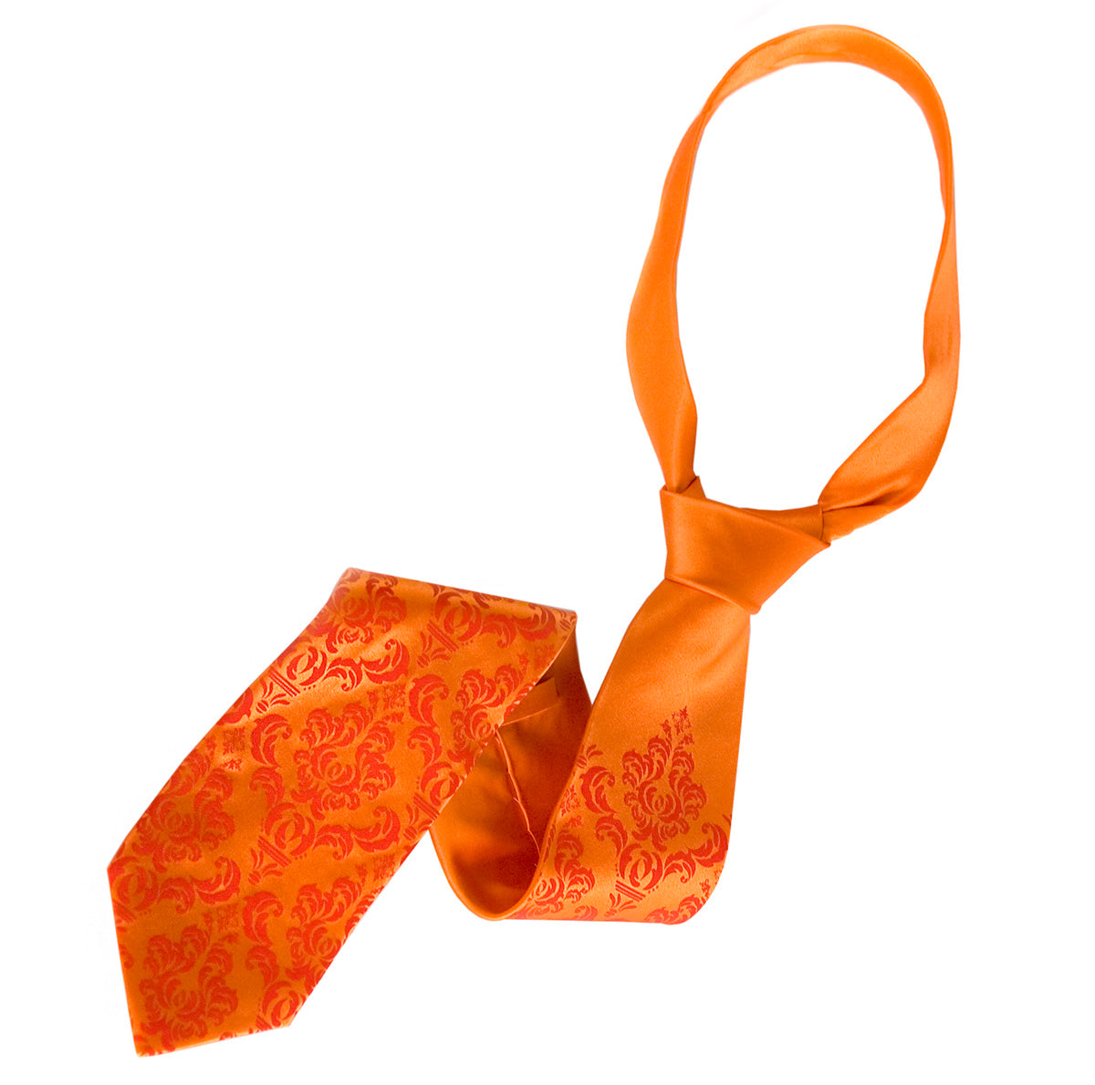 Orange Damask Wedding Necktie