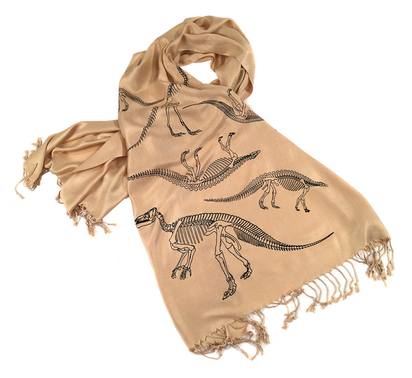 Dinosaur pashmina: black on sand