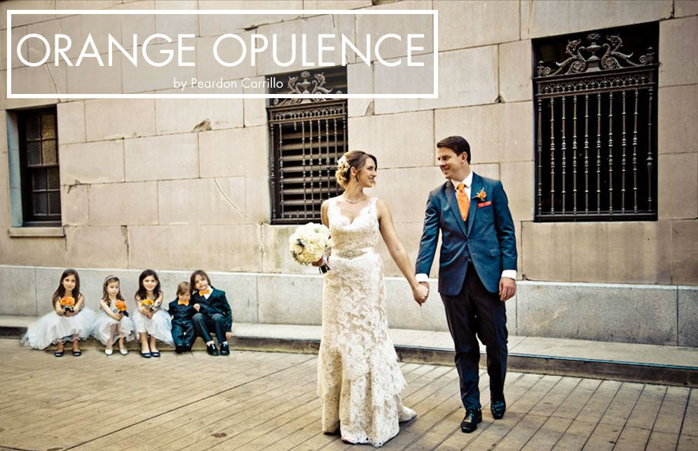 Orange Damask wedding ties