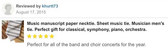 Cyberoptix Sheet music paper necktie customer reviews 