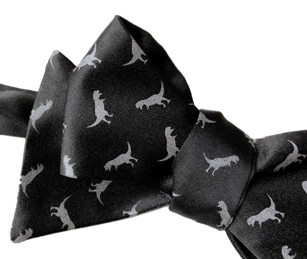 Dinosaur Tyrannosaurus Rex Black White Western Southwest Cowboy Necktie Bow Bolo Tie