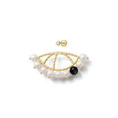 Mono boucle d'oreille Constellation Or jaune, Perles, Onyx et Diamant