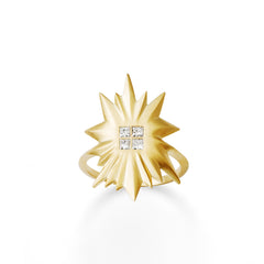 Bague Soleil Or jaune et Diamants