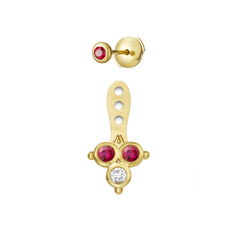 Dessous d'oreille Delta Or jaune, Rubis et Diamant