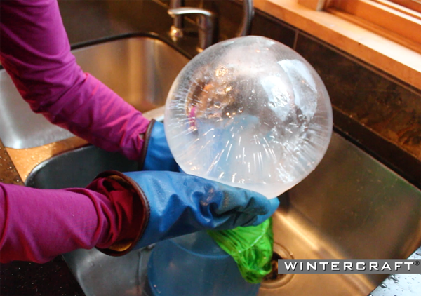 This Wintercraft Globe Ice Lantern is ready to use