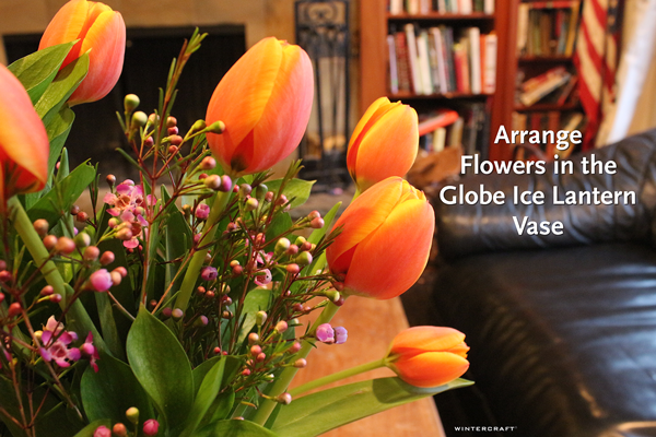 Add Flowers to Spring Globe Ice Lantern Centerpiece