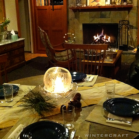 Wintercraft By the Fireplace Centerpiece Globe Ice Lantern