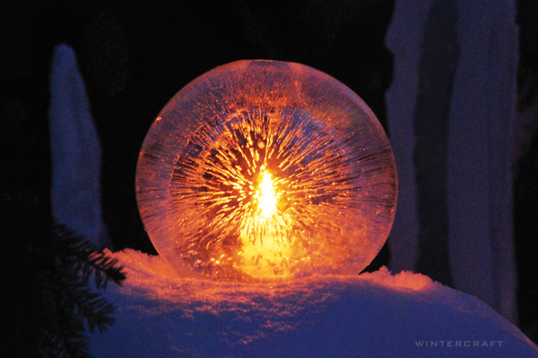 Candlelit Globe Ice Lantern by Wintercraft