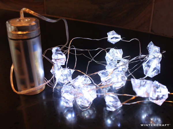 Crystal Lights on Wire is waterproof and battery-operated Wintercraft