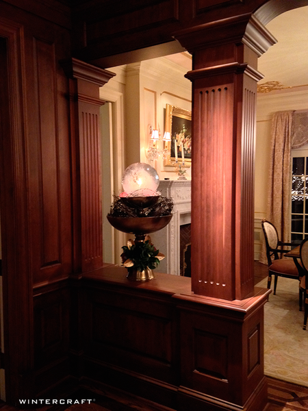 Indoor Globe Ice Lantern Display at a private event