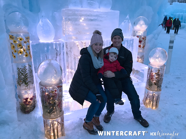 young family on ice throne