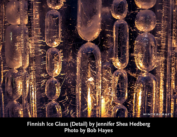 Detail of Finnish Glass by Ice Wrangler Jennifer Shea Hedberg of Wintercraft for Middlemoon Creekwalk 2016