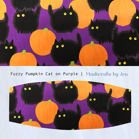 Fuzzy Pumpkin Cat on Purple