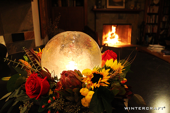 A Globe Ice Lantern Centerpiece adds magic to a home during the holidays or every day