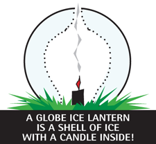 An ice lantern is a shell of ice with a candle inside