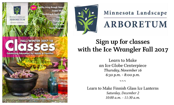 Ice Wrangler Teaching Classes at the MN Arboretum Fall 2017