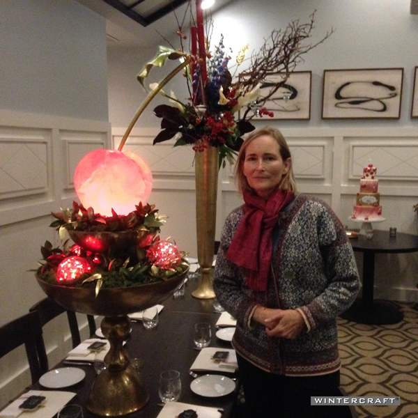 A closer look at the Cherry Globe Ice Lantern created for a private event