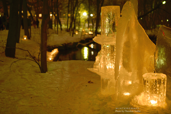 Large Ice Sculpture by Wintercraft Ice Wrangler photo by Theodore Sadler