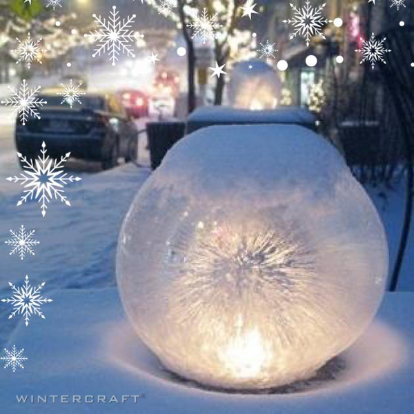 Beautiful Globe Ice Lantern in Linden Hills Minneapolis