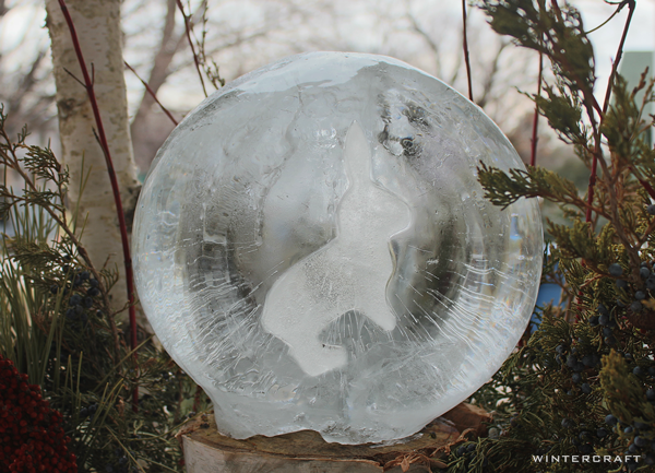 Rabbit Applique on Globe Ice Lantern Wintercraft