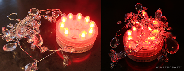 Red Rotating Color LED Light w Crystals to diffuse the super bright bulb