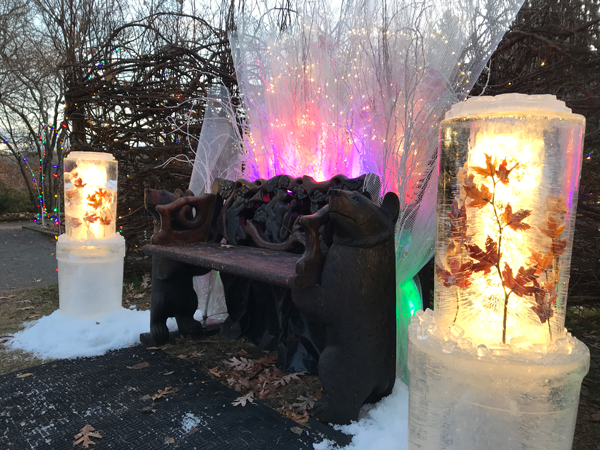 Week 1 of Ice Wrangler Fire and Ice installation at the MN Landscape Arboretum