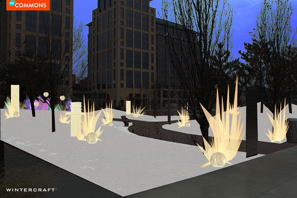 Wintercraft Proposal Image for Midwinter Light in The Commons park in downtown Minneapolis, Minnesota