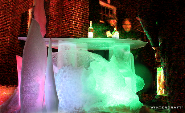 Wintercraft Ice Bar with LED lights by Jennifer Shea Hedberg, the Ice Wrangler