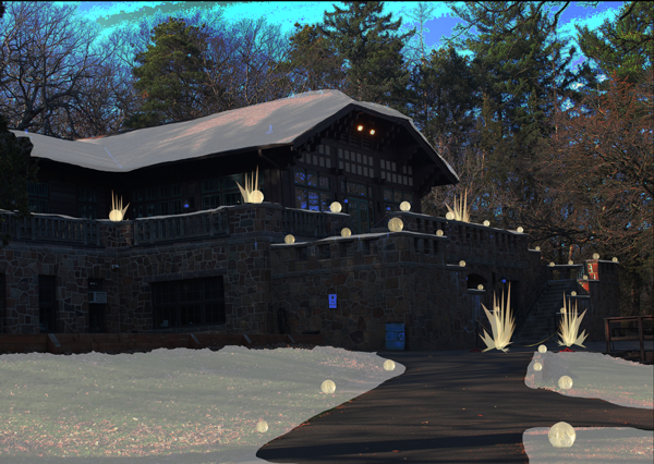 Sketch for Client - Option 1 Wintercraft at Theodore Wirth Park Globe Ice Lanterns + Ice Glass