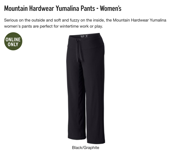 Jen loves Mountain Hardwear Yumalina Pants from REI
