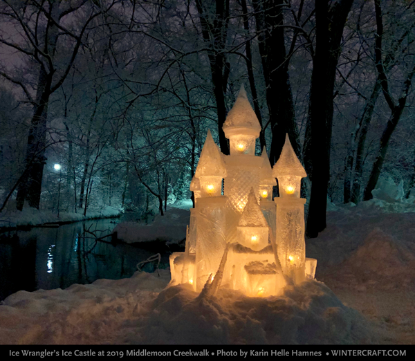 2019 Ice Castle for Middlemoon Creekwalk by Wintercraft's Ice Wrangler Jennifer Shea Hedberg photo by Karin Helle Hamnes