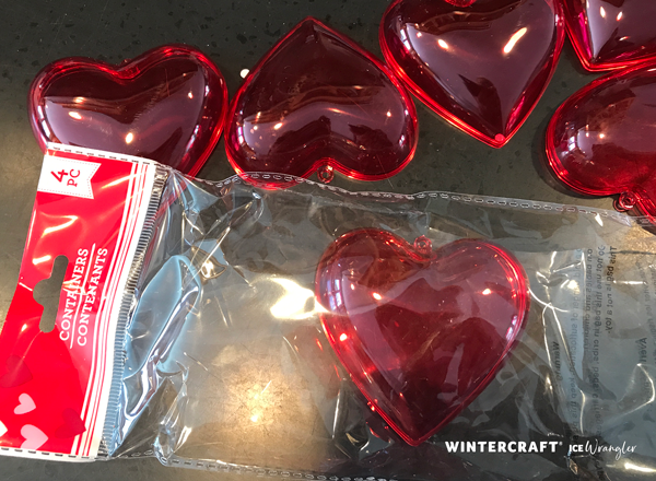 plastic hearts in package from dollar store 