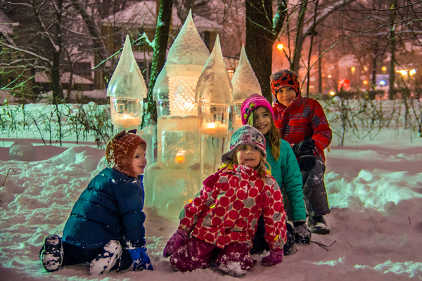 Kids explore the new Ice Castle at the 2018 Middlemoon Creekwalk