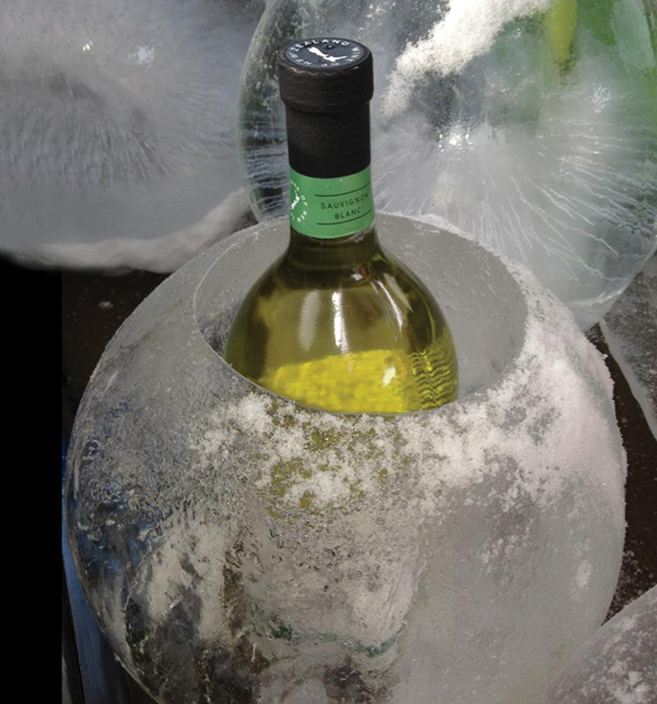 Wintercraft IceLantern - Globe Ice lantern used as wine bottle cooler 