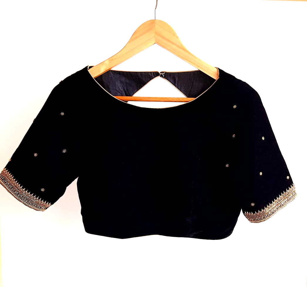 Black Velvet Blouse - Hand Embroidered – Alankrutha