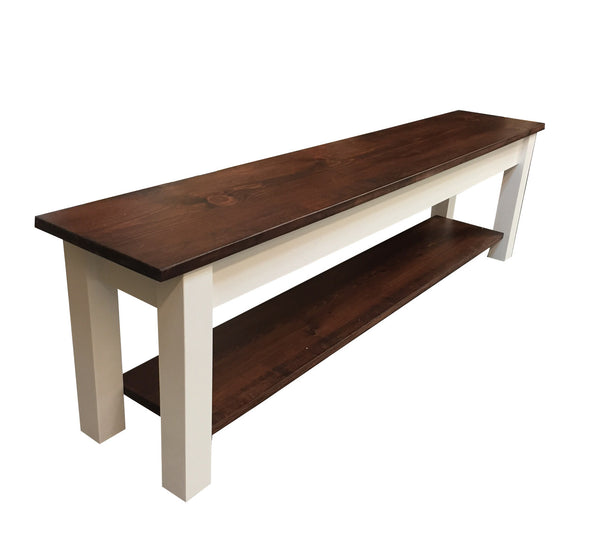 Pick your own stain Farmhouse Bench with Shoe Rack