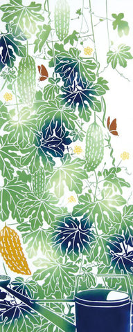 Kenema - Goya(Bitter gourd) curtain (The dyed Tenugui)